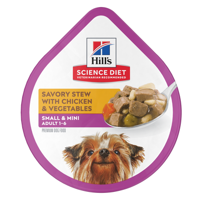 Hill's Science Diet | Alimento húmedo para perros adultos de razas pequeñas y miniatura Adult Small & Mini. Estofado de pollo y vegetales (Bandeja de 99 g)