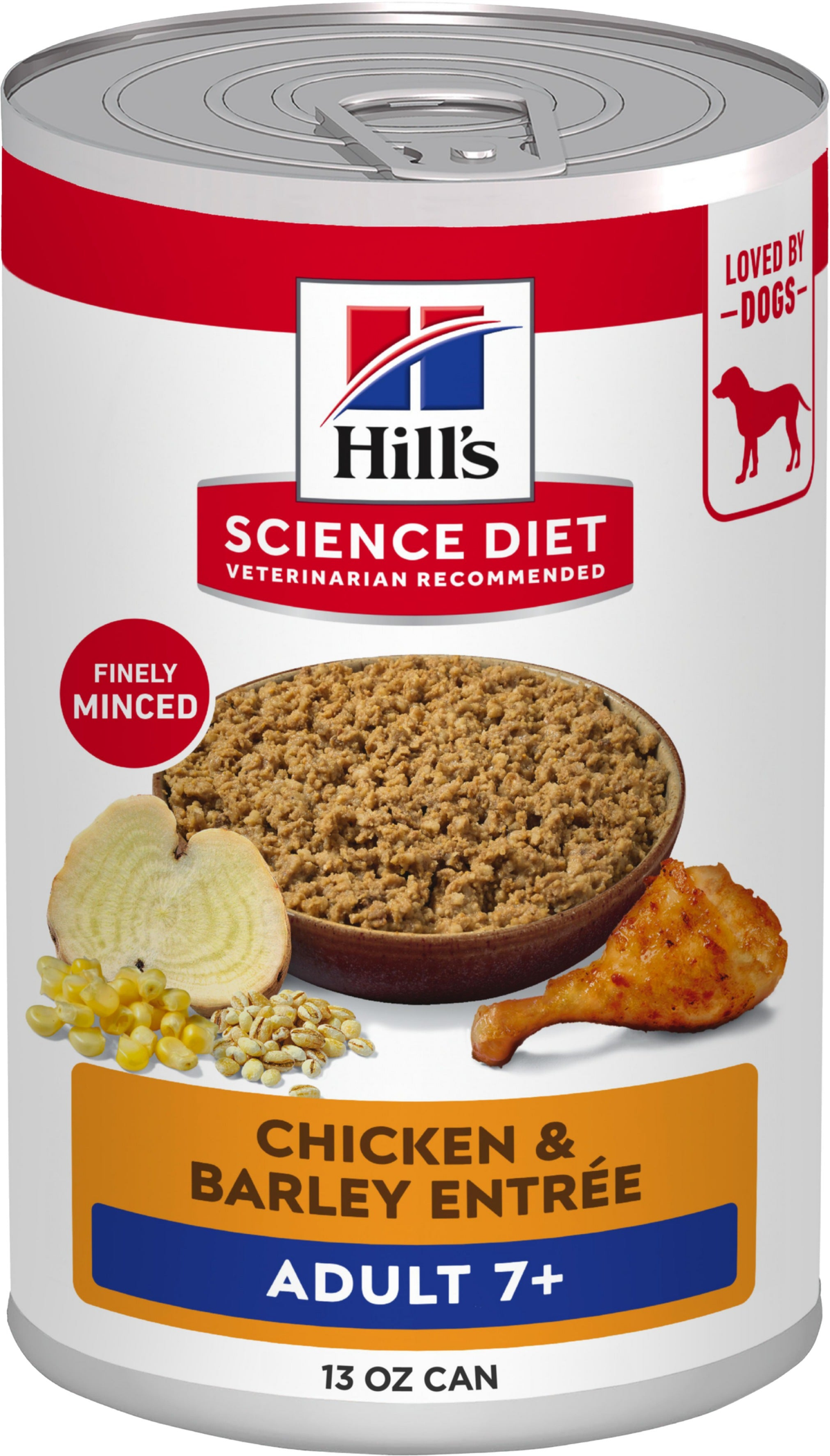 Hill's Science Diet | Alimento húmedo para perros maduros Adult 7+. Receta de pollo y cebada (Lata de 369 g)