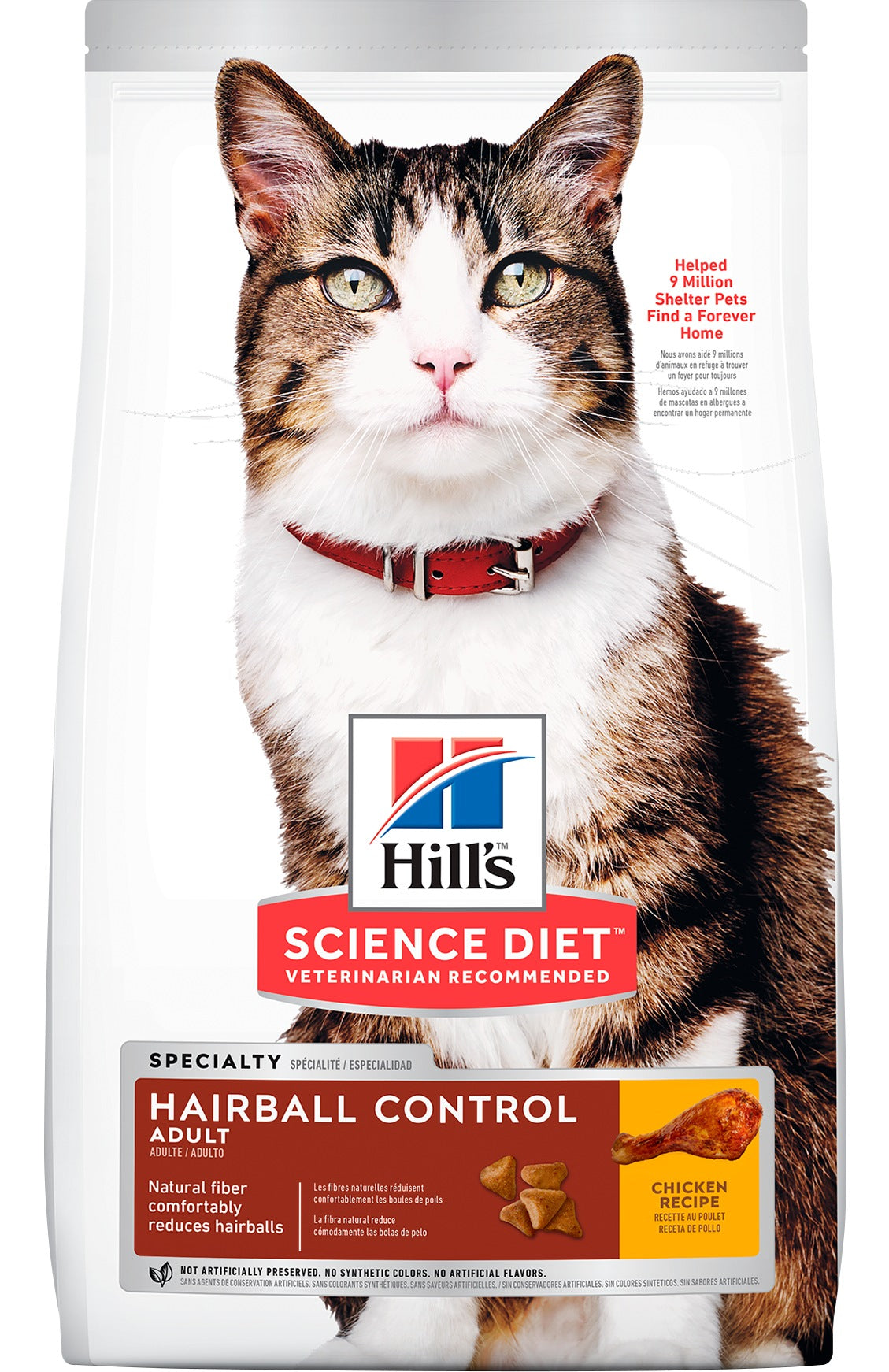 Hill's Science Diet | Alimento seco para gatos adultos Adult Hairball Control. Receta de pollo