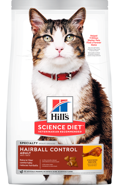 Hill's Science Diet | Alimento seco para gatos adultos Adult Hairball Control. Receta de pollo