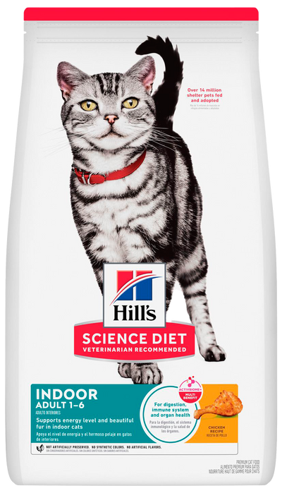 Hill's Science Diet | Alimento seco para gatos adultos Adult Indoor. Receta de pollo