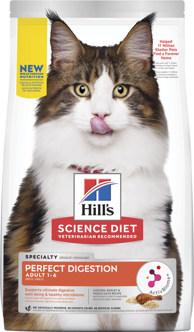 Hill's Science Diet | Alimento seco para gatos adultos Adult Perfect Digestion. Receta de pollo