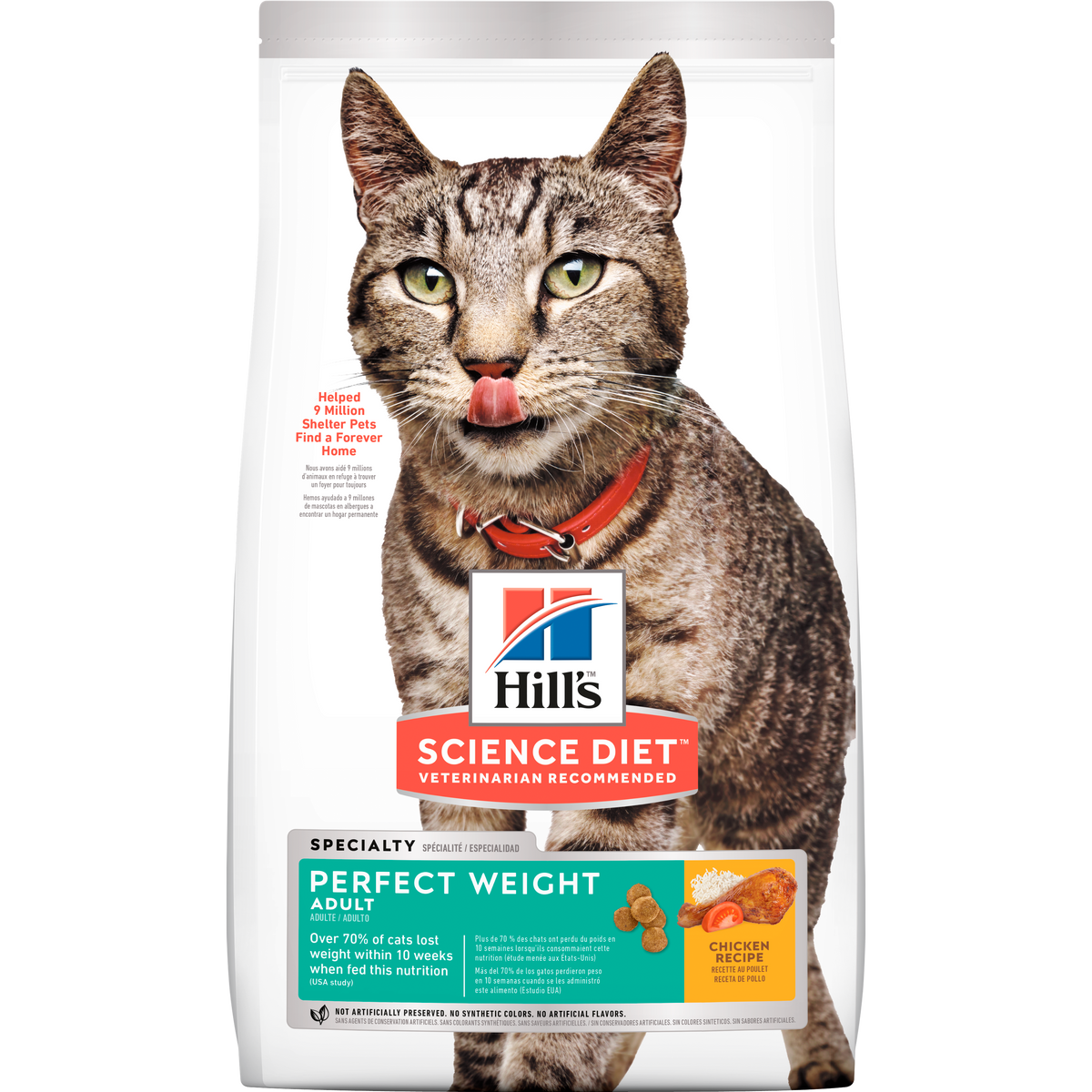 Hill's Science Diet | Alimento seco para gatos adultos Adult Perfect Weight. Receta de pollo