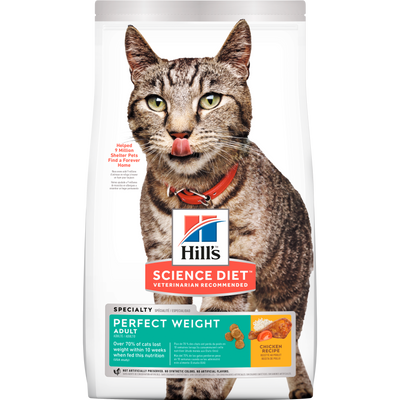 Hill's Science Diet | Alimento seco para gatos adultos Adult Perfect Weight. Receta de pollo