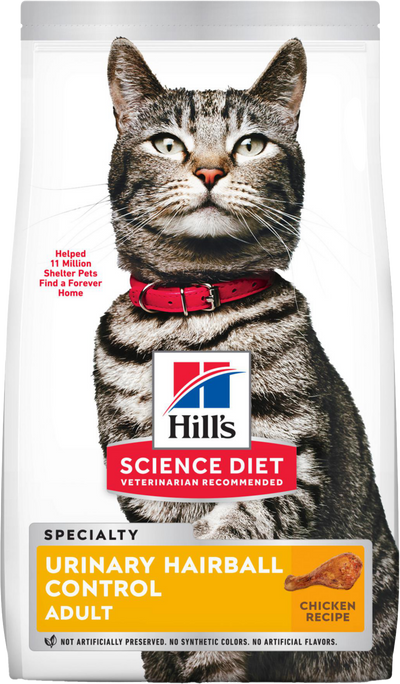Hill's Science Diet | Alimento seco para gatos adultos Adult Urinary & Hairball Control. Receta de pollo