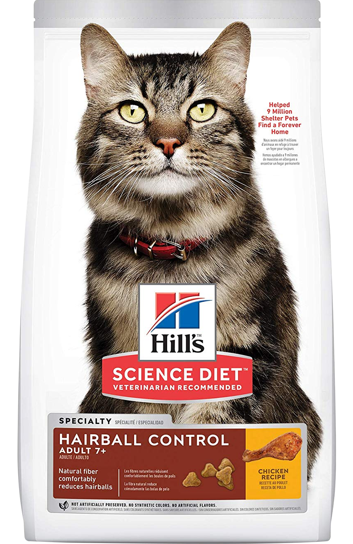Hill's Science Diet | Alimento seco para gatos maduros Hairball Control Adult 7+. Receta de pollo