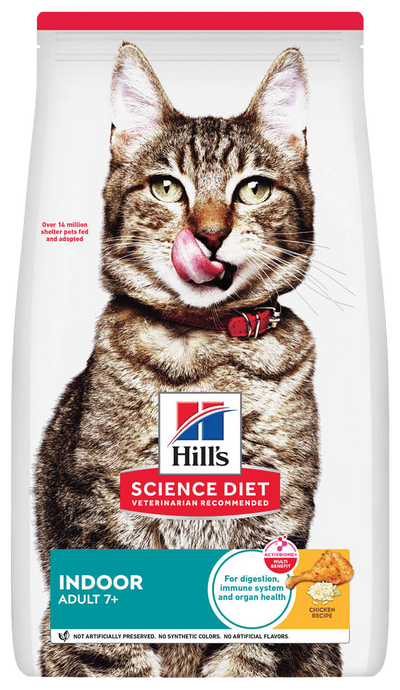 Hill's Science Diet | Alimento seco para gatos maduros Indoor Adult 7+. Receta de pollo