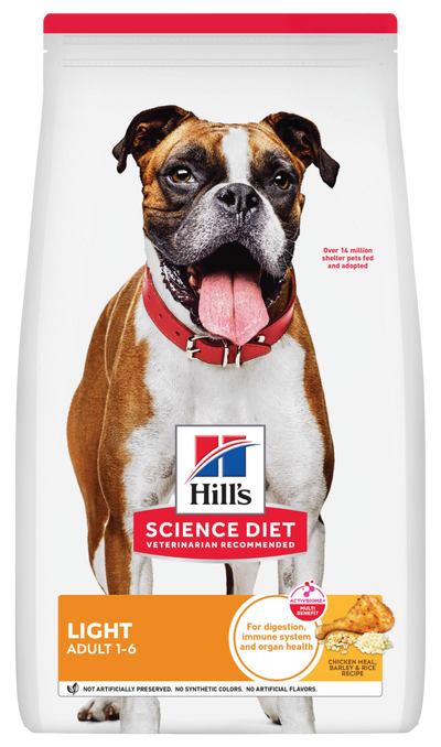 Hill's Science Diet | Alimento seco para perros adultos Adult Light. Receta de pollo y cebada.