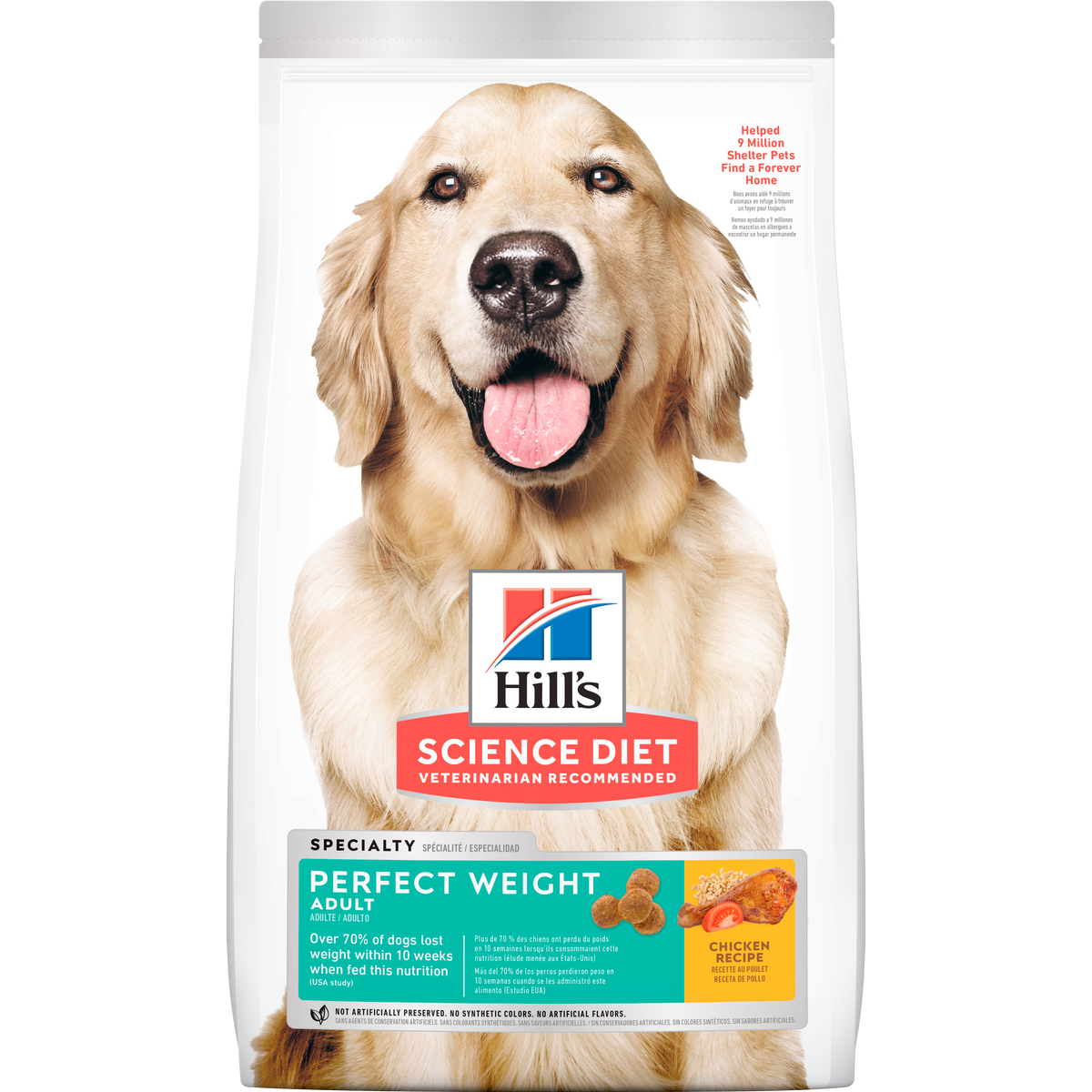 Hill's Science Diet | Alimento seco para perros adultos Adult Perfect Weight. Receta de pollo.