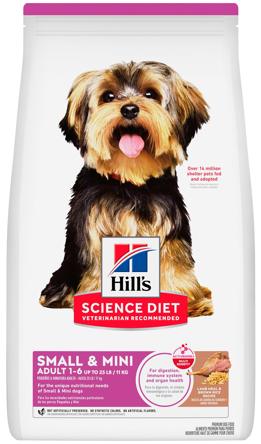 Hill's Science Diet | Alimento seco para perros adultos Adult Small & Mini. Receta de cordero y arroz marrón.