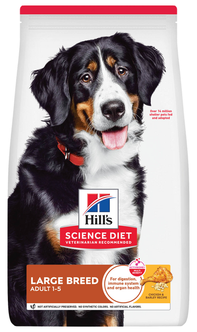Hill's Science Diet | Alimento seco para perros adultos de razas grandes Adult Large Breed. Receta de pollo y cebada.