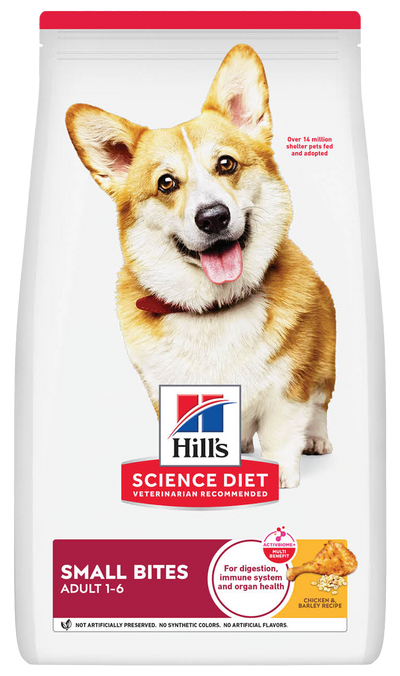 Hill's Science Diet | Alimento seco para perros adultos Small Bites. Receta de pollo y cebada