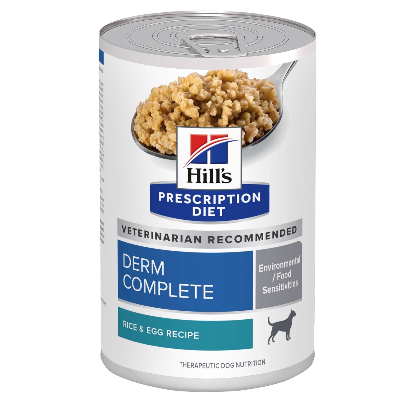 Hill's Prescription Diet | Alimento húmedo para perros Derm Complete. Receta de arroz y huevo.