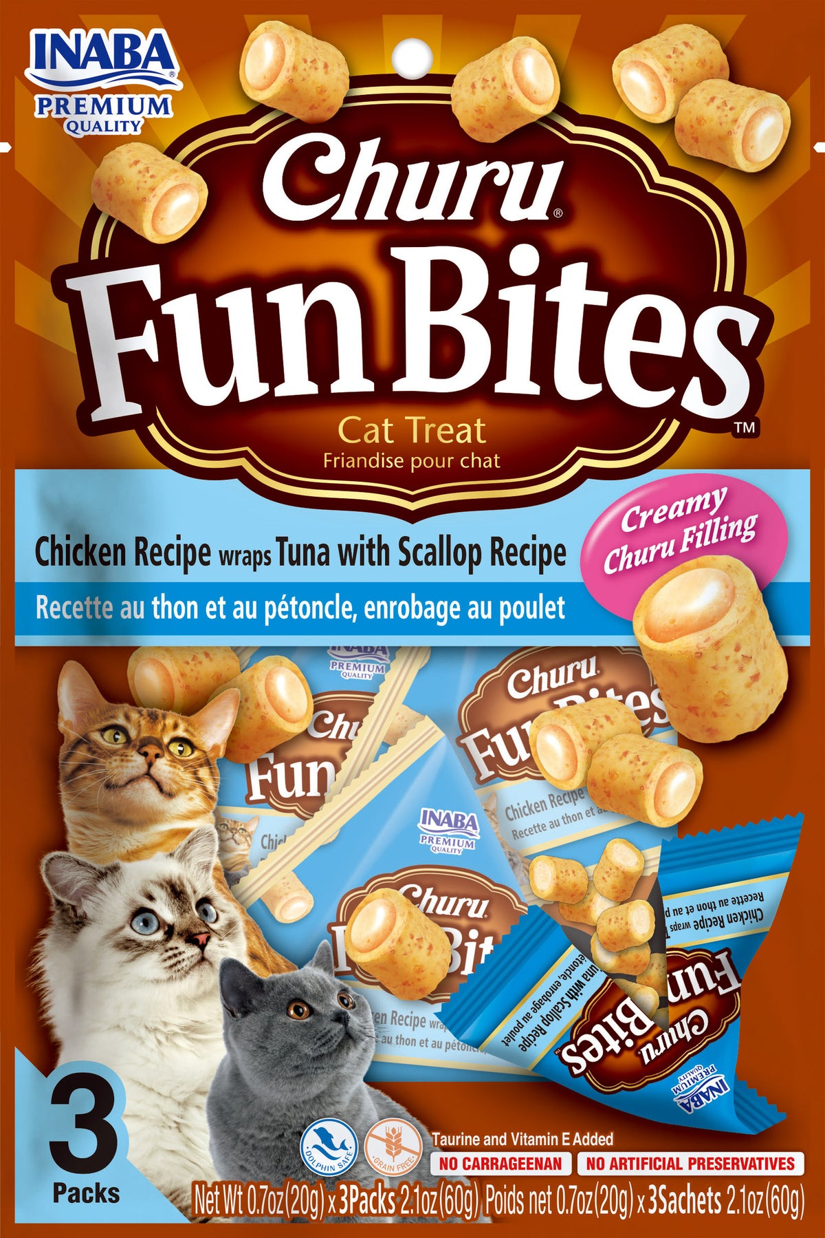 INABA Churu Fun Bites | Premio horneado con centro cremoso para gatos sabor atún — Unidad
