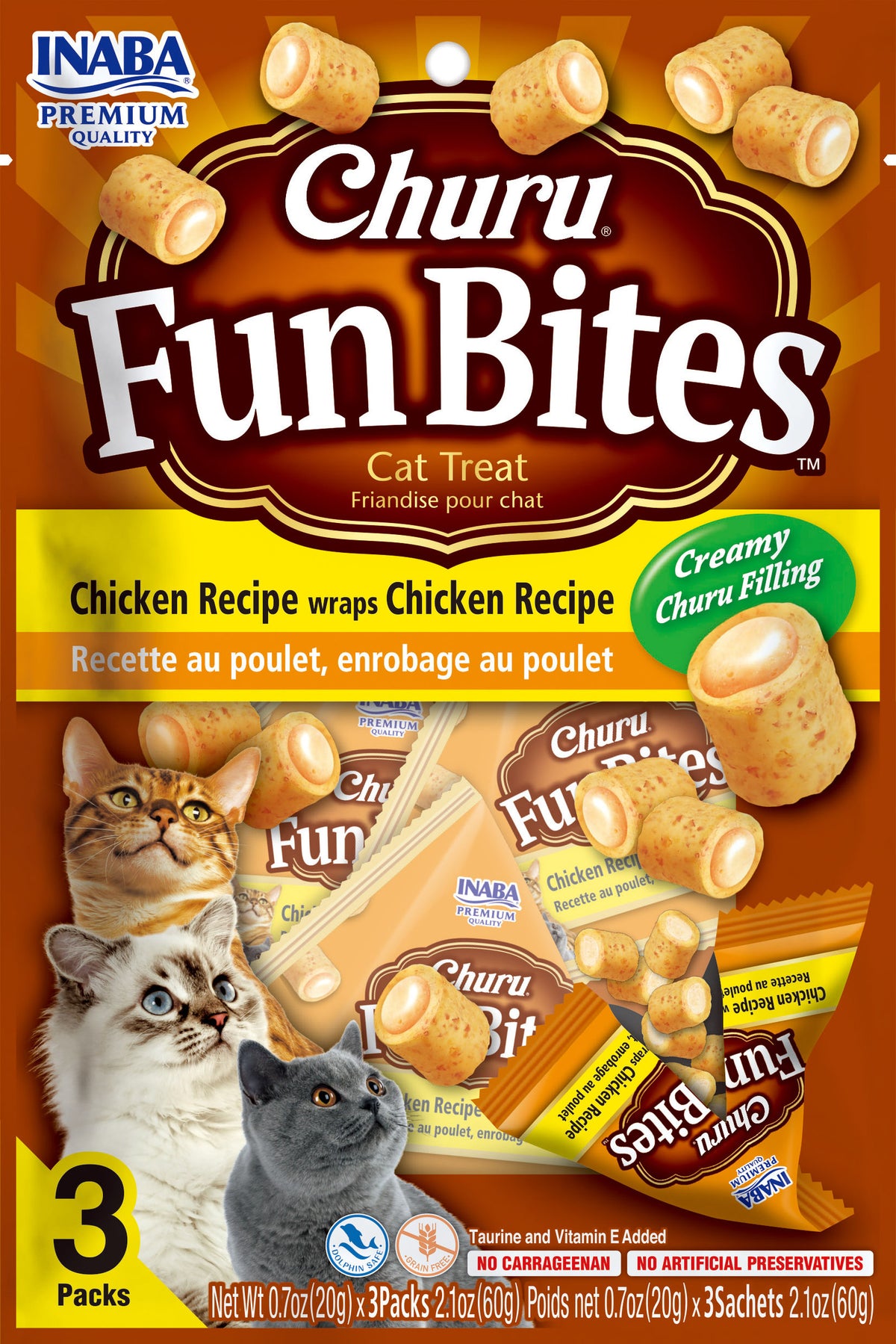 INABA Churu Fun Bites | Premio horneado con centro cremoso para gatos sabor pollo — Unidad