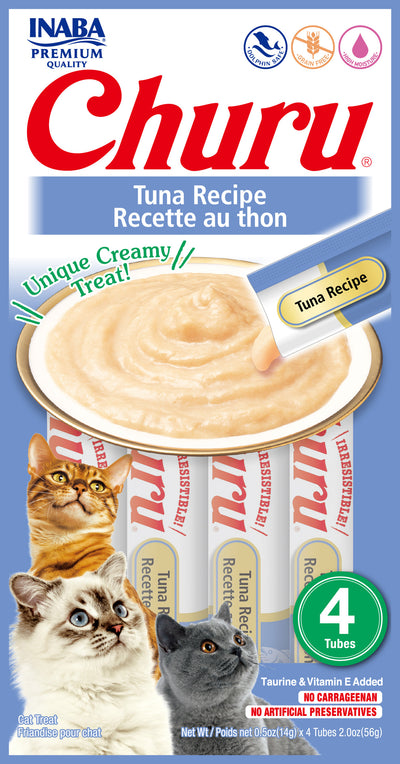 INABA Churu | Premio cremoso para gatos sabor atún — 4 tubitos