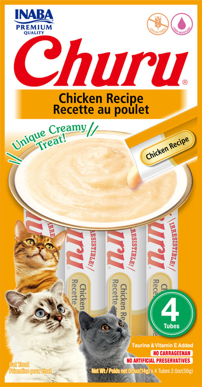 INABA Churu | Premio cremoso para gatos sabor pollo — 4 tubitos
