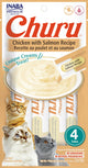 INABA Churu | Premio cremoso para gatos sabor pollo con salmón — 4 tubitos