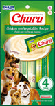 INABA Churu | Premio cremoso para perros sabor pollo con vegetales — 4 tubos de 14 g (56 g)
