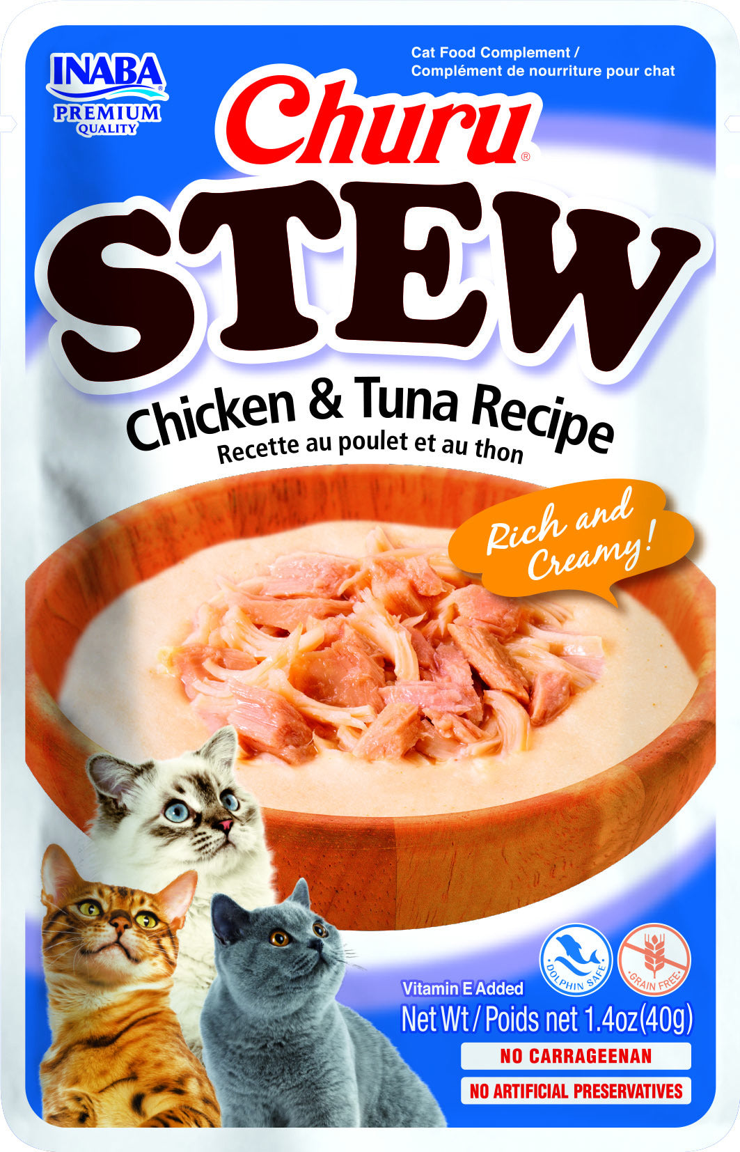 INABA Churu Stew | Complemento húmedo para gatos sabor pollo con atún — 40G