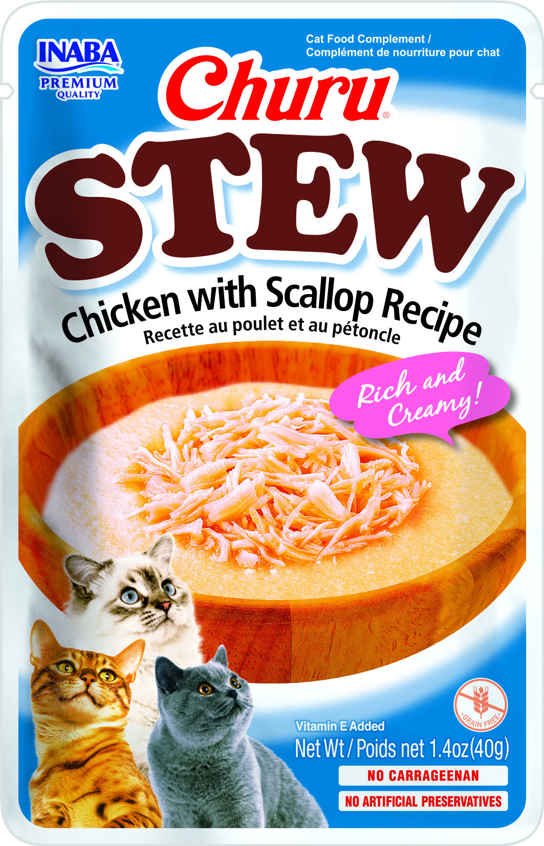 INABA Churu Stew | Complemento húmedo para gatos sabor pollo con ostión — 40G