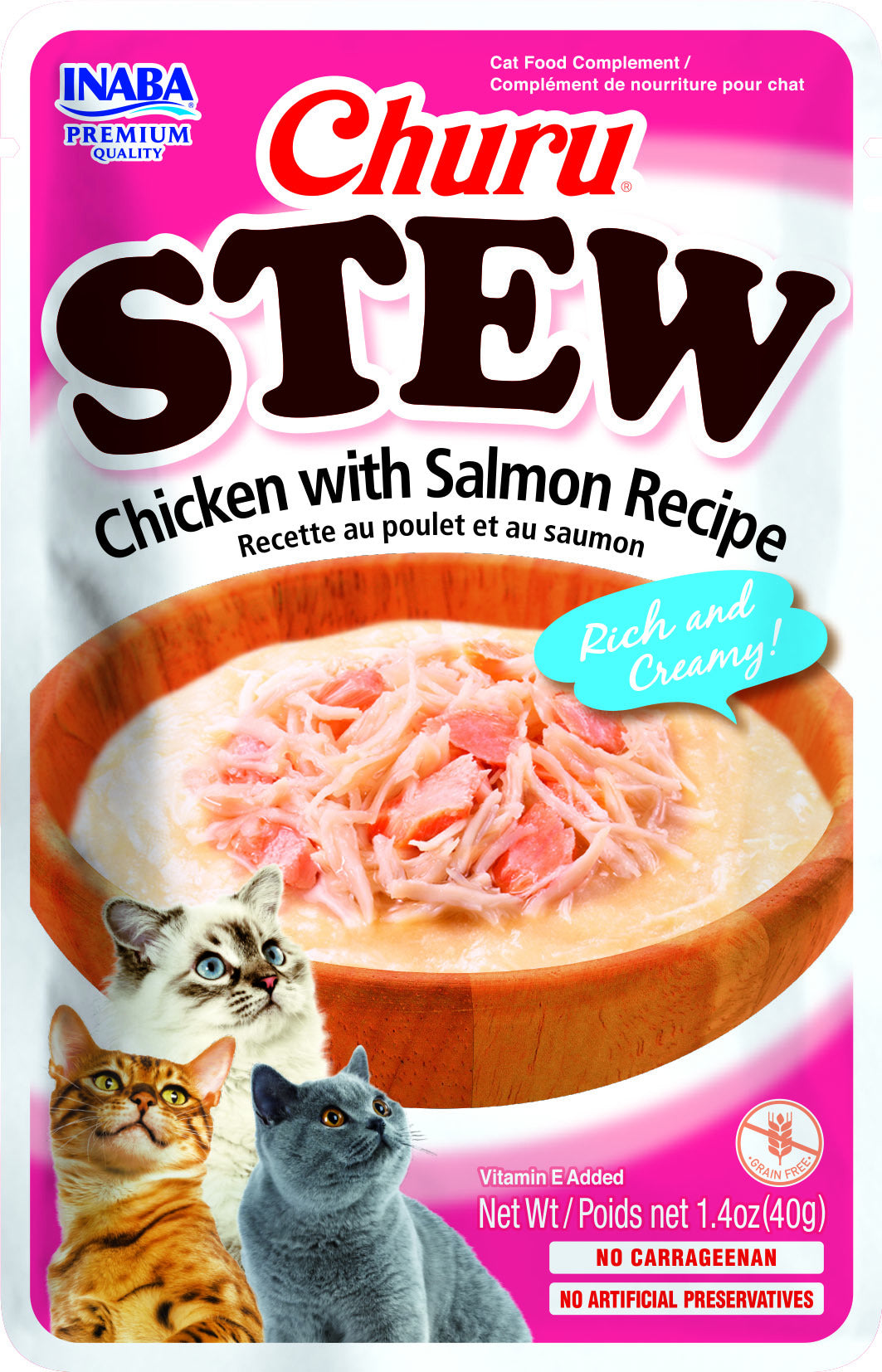 INABA Churu Stew | Complemento húmedo para gatos sabor pollo con salmón — 40G