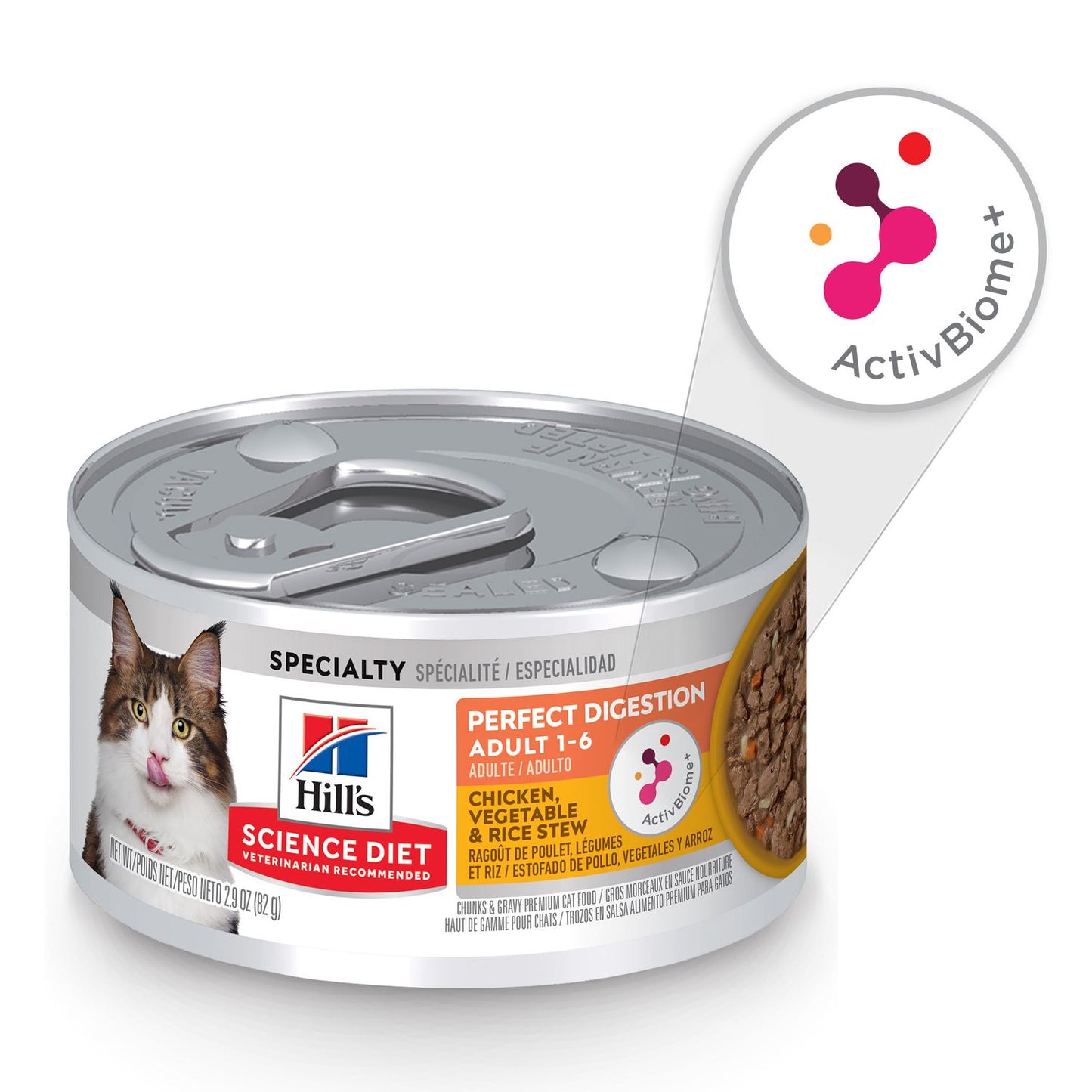 Hill's Science Diet | Alimento húmedo para gatos adultos Adult Perfect Digestion (Pack de 6 latas de 82 g)