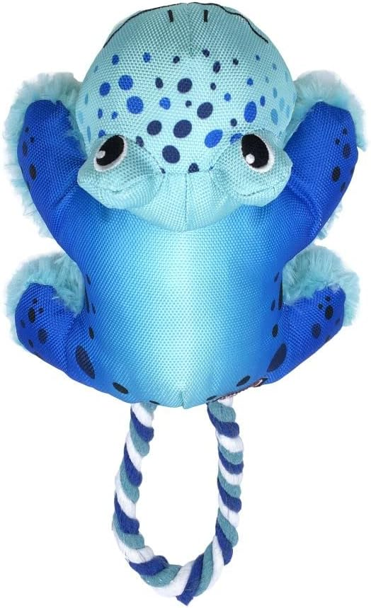 KONG Cozie Tuggz Frog — rana azul con cuerda para juegos de tirar