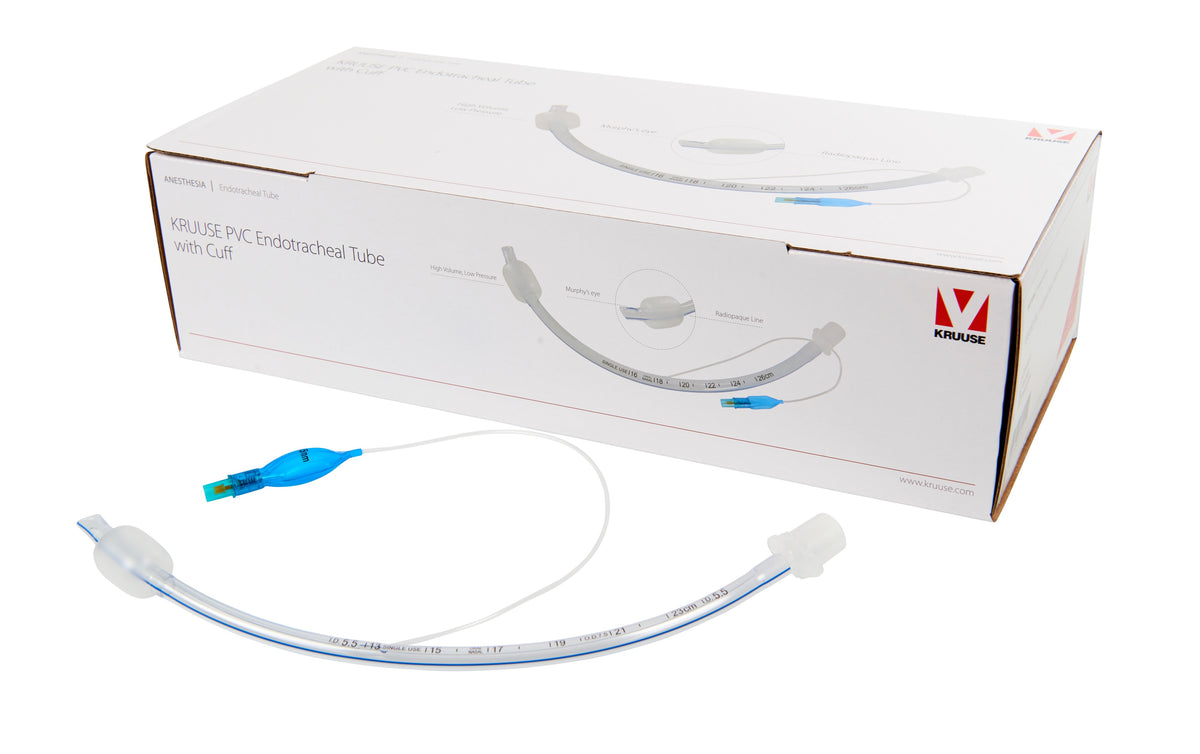 Kruuse sonda endotraqueal de PVC · caja con sonda con manguito