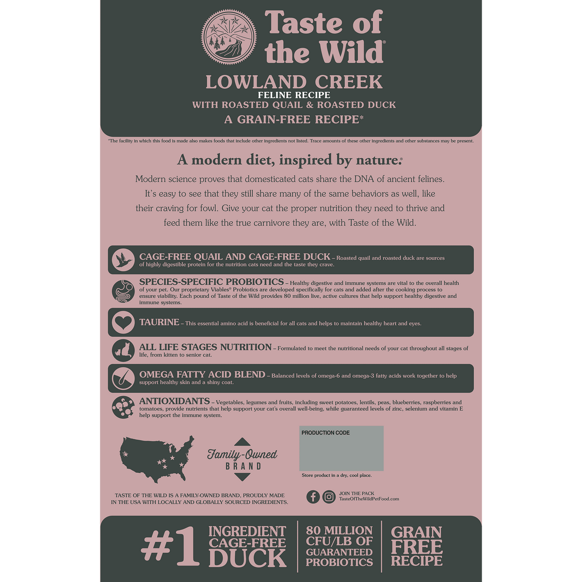 Taste of the Wild | Lowland Creek gatos con codorniz y pato asados