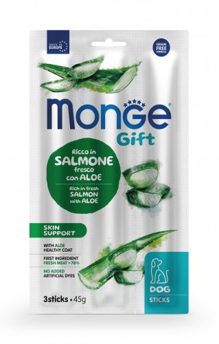Monge Gift Sticks Skin Support para perros, salmón y aloe, 45 g