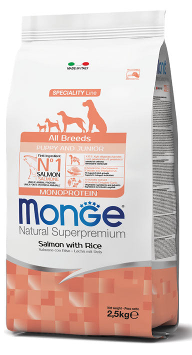 Monge | Alimento seco para perros cachorros Puppy All breeds. Salmón y arroz