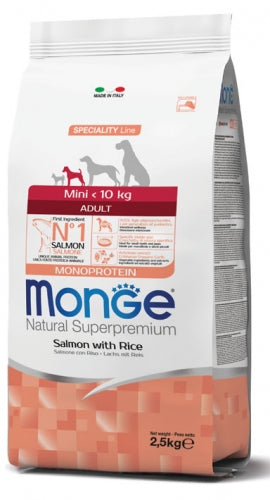 Monge | Alimento seco para perros adultos Mini. Salmón y arroz