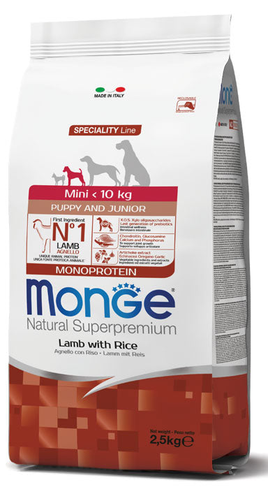 Monge | Alimento seco para perros cachorros Puppy Mini. Cordero y arroz