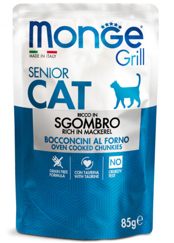 Monge | Alimento húmedo para gatos maduros Grill. Caballa