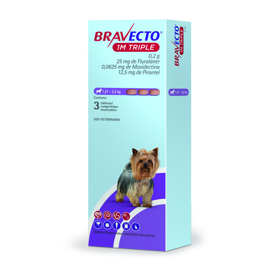 MSD | Antiparasitario para perros Bravecto 1M Triple — 1.7–2.5 kg (25 mg)