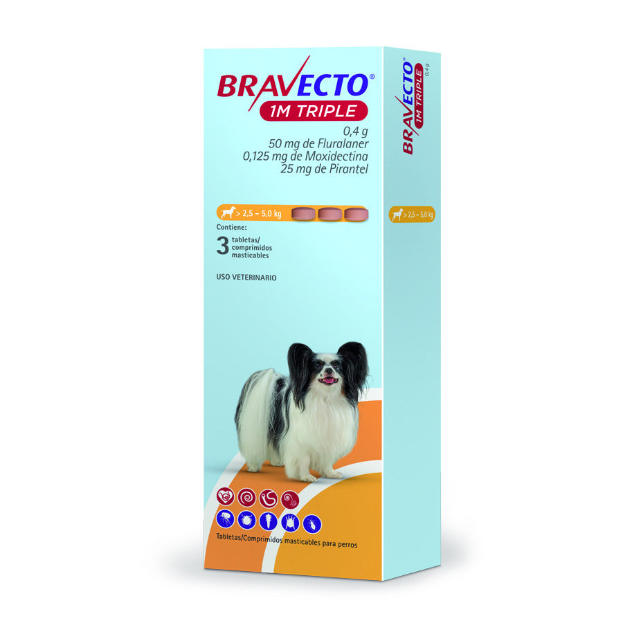 MSD | Antiparasitario para perros Bravecto 1M Triple — >2.5–5 kg (50 mg)