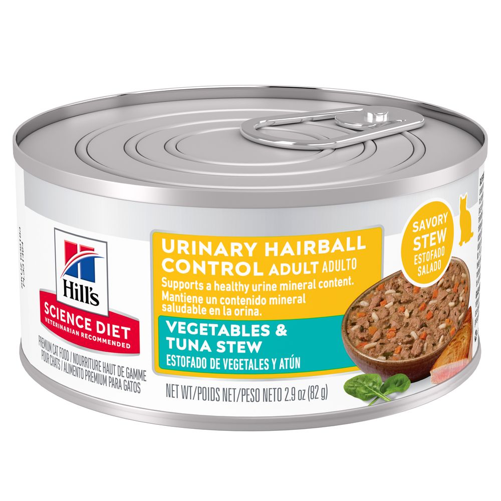 Hill's Science Diet | Alimento húmedo para gatos adultos Adult Urinary & Hairball Control (Pack de 6 latas de 82 g)