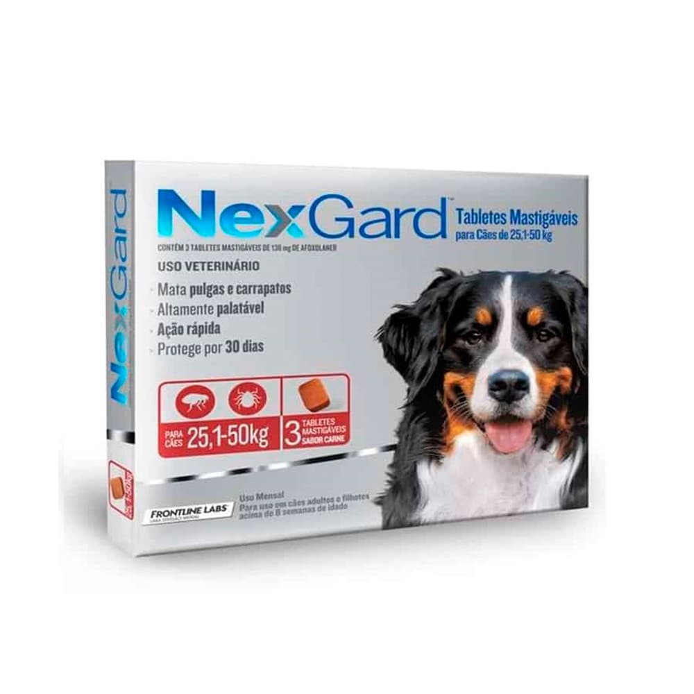 NexGard para perros de 25.1-50 kg — caja de 3 tabletas masticables
