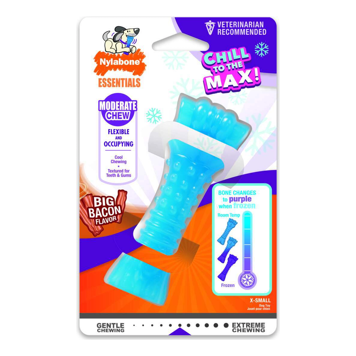 Nylabone | Essentials Moderate Chew Chill to the Max sabor tocino – empaque
