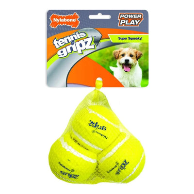 Nylabone | Power Play Tennis Gripz pelotas con chillón pack x 3 – Small