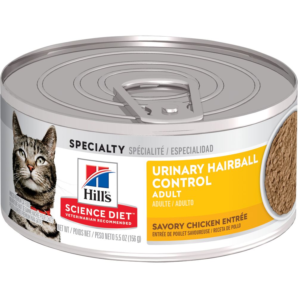 Hill's Science Diet | Alimento húmedo para gatos adultos Adult Urinary & Hairball Control (Pack de 6 latas de 82 g)