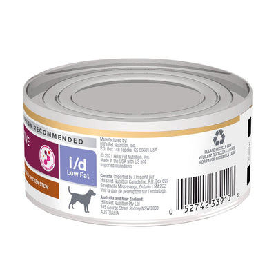 Hill's Prescription Diet | Alimento húmedo para perros Digestive Care i/d Low Fat. Estofado de arroz, vegetales y pollo (Pack de 6 latas de 156 g)