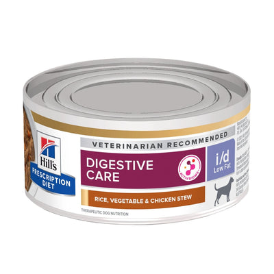 Hill's Prescription Diet | Alimento húmedo para perros Digestive Care i/d Low Fat. Estofado de arroz, vegetales y pollo (Pack de 6 latas de 156 g)