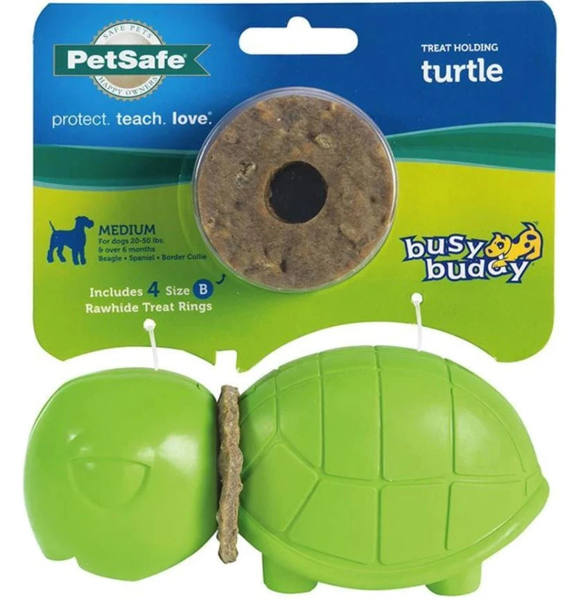 Petsafe — Busy Buddy Turtle Ring juguete portaanillos con carnaza para perros talla M