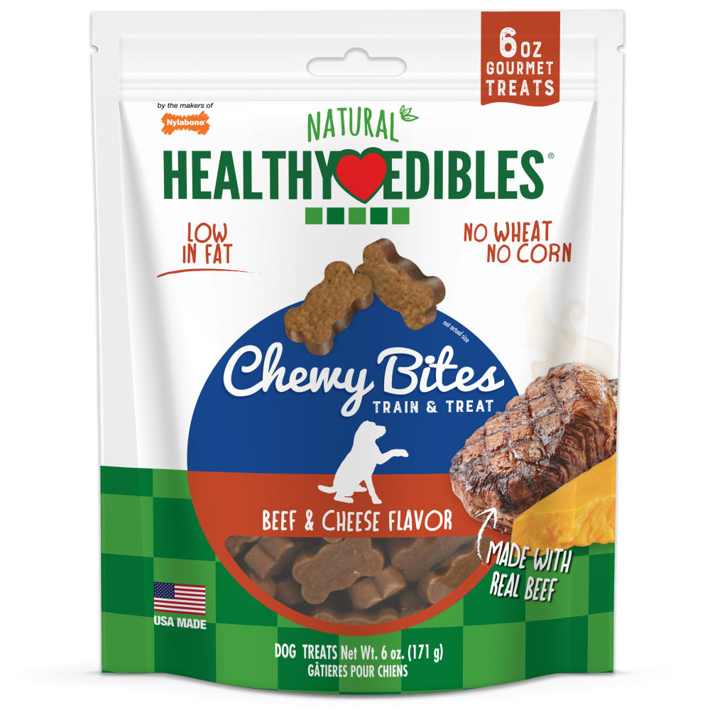 Nylabone — Healthy Edibles Chewy Bites premio para perros sabor carne y queso 171 g