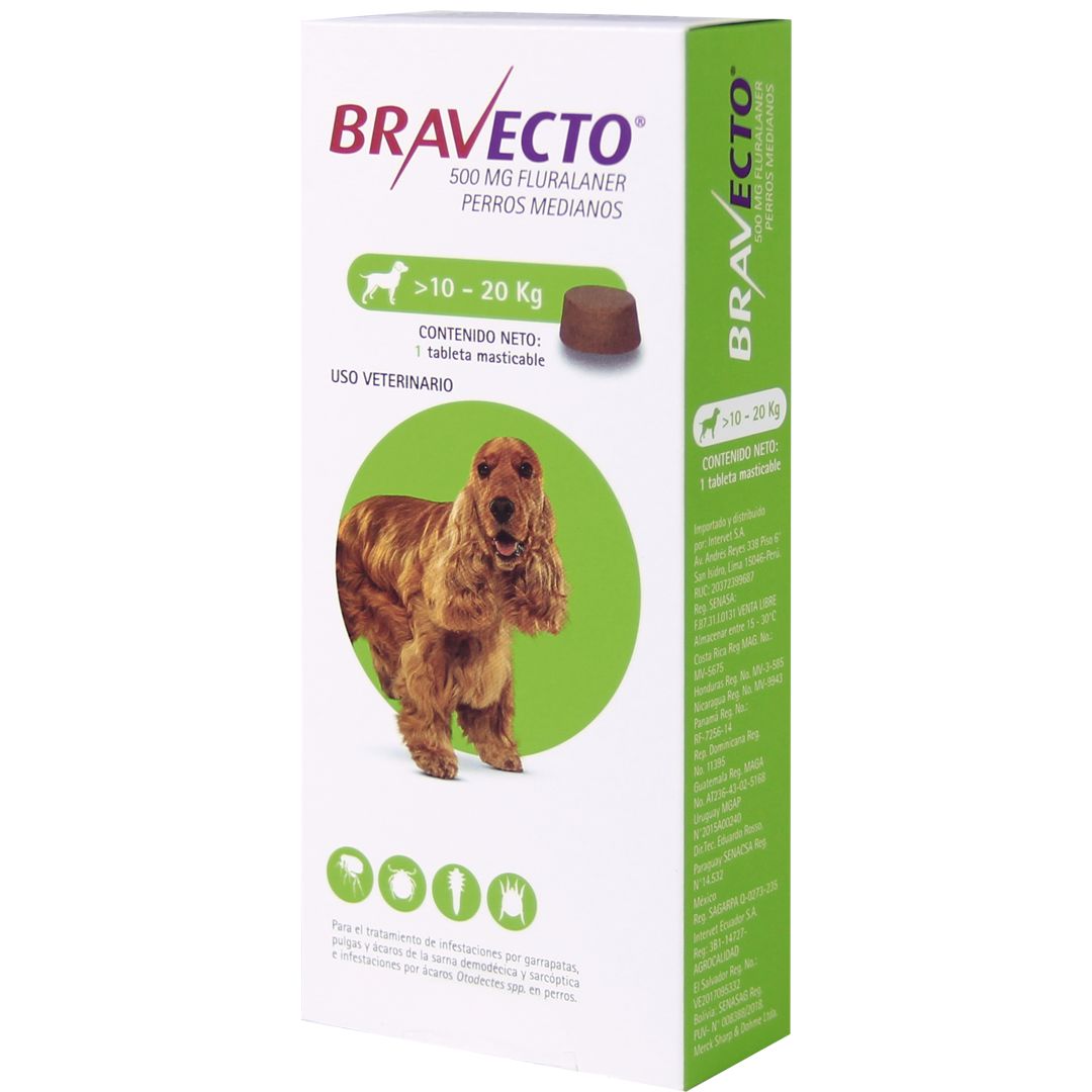 Bravecto 500 mg — perros de más de 10 a 20 kg