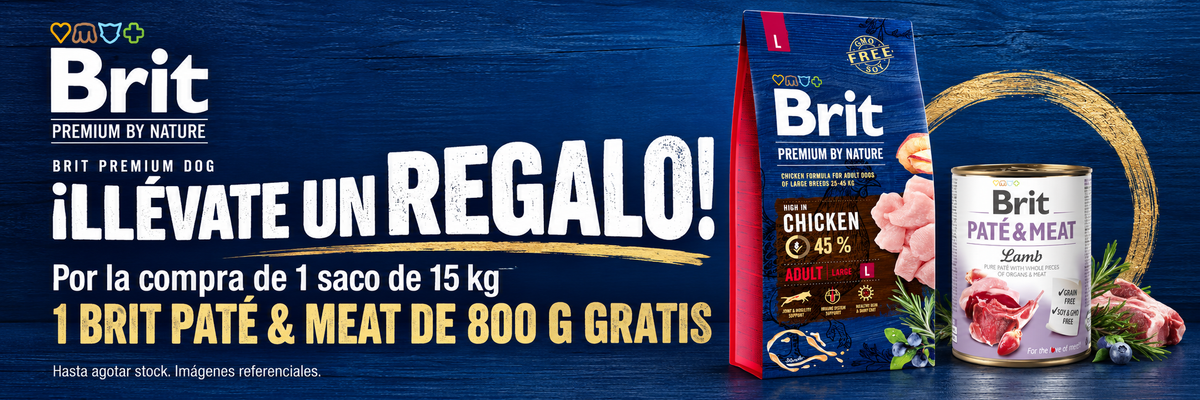 Brit Premium Dog: 1 lata Paté & Meat de 800 g de regalo por la compra de 1 saco de 15 kg. Hasta agotar stock.