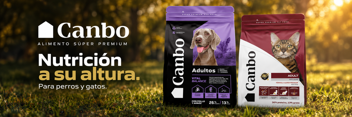 Canbo: alimento súper premium. Nutrición a su altura. Para perros y gatos.