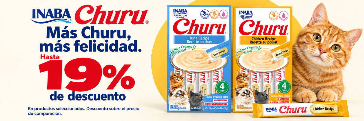 Churu: más Churu, más felicidad. Hasta 19% de descuento en productos seleccionados, sobre el precio de comparación.